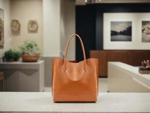 an orange purse sitting on top of a counter next to a white counter,delvaux,hindmarch,birkins,loewe,smythson,longchamp