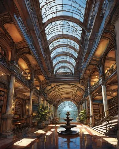 atriums,theed,glyptotek,bioshock,emporium,louvre,dishonored,aquariums,atlantis,costa concordia,carreau,conservatory,oceanarium,aquarium,musée d'orsay,venetian hotel,marble palace,lobby,britannic,hotel lobby,Conceptual Art,Oil color,Oil Color 04