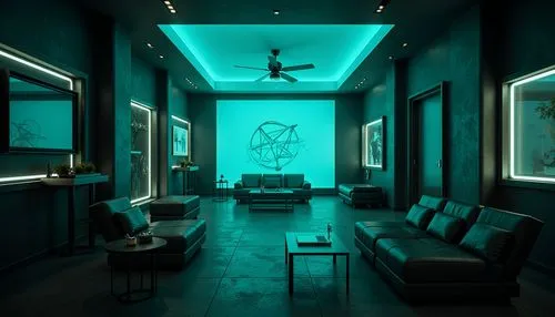 blue room,doctor's room,beauty room,therapy room,treatment room,study room,livingroom,lobby,salon,turquoise,modern room,computer room,neon coffee,hallway,ufo interior,great room,greenroom,apartment lounge,hotel lobby,living room