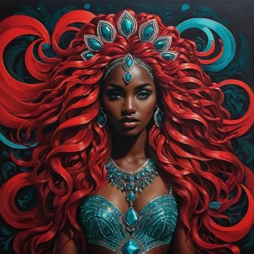 dark skinned beauty in a silver and turquoise jeweled dress,niobe,fantasy art,oshun,mera,vodun,medusa,fantasy woman,african american woman,binti,african woman,huiraatira,fantasy portrait,baoshun,seeli