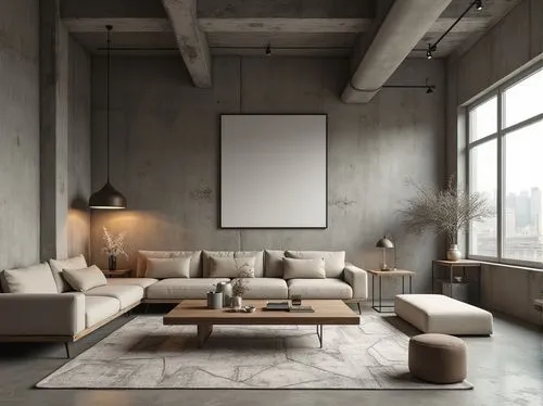 minotti,modern minimalist lounge,cassina,apartment lounge,living room,contemporary decor,natuzzi,modern living room,modern decor,loft,concrete ceiling,sofas,exposed concrete,sofaer,livingroom,soft furniture,donghia,sofa set,sofa,scandinavian style,Photography,General,Realistic