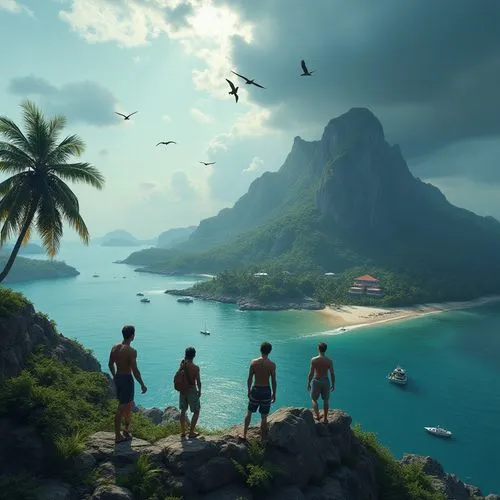 uncharted,cryengine,tropico,crytek,islands,south pacific,southern island,an island far away landscape,tropics,the caribbean,marquesas,full hd wallpaper,castaways,tropical island,tropical sea,island residents,moorea,paradises,south seas,the island,Photography,General,Realistic