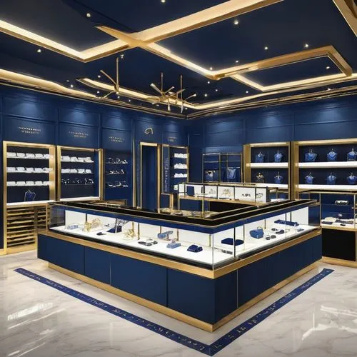 gold bar shop,jewellers,gold shop,perfumery,jewelers,jewelry store,richemont,cosmetics counter,parfumerie,laprairie,merchandizing,vautrin,guerlain,parfums,perfumers,jeweller,apothecaries,asprey,boucheron,dark blue and gold,Illustration,Vector,Vector 01