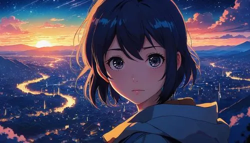 dusk background,azusa nakano k-on,euphonium,meteora,sky,starry sky,tsumugi kotobuki k-on,yui hirasawa k-on,sidonia,aqua,violet evergarden,world end,blue mountain,night sky,yuzu,dusk,the night sky,azure,aomoriya,yuki nagato sos brigade,Illustration,Japanese style,Japanese Style 05