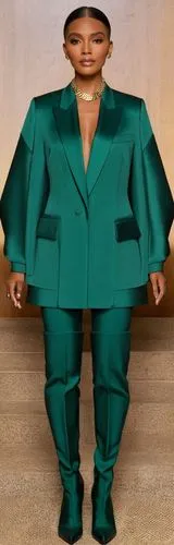 a woman standing with a green suit and necklace on her neck,mirlande,monifa,mayawati,oprah,mushikiwabo,bensouda,Photography,Fashion Photography,Fashion Photography 13