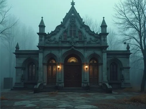 haunted cathedral,mortuary,gothic church,ghost castle,mausolea,haunted house,crypts,witch house,mausoleums,creepy house,crypt,the haunted house,sepulchre,hathseput mortuary,mausoleum,creepy doorway,witch's house,mortuaries,graveyards,sepulchres,Photography,General,Realistic