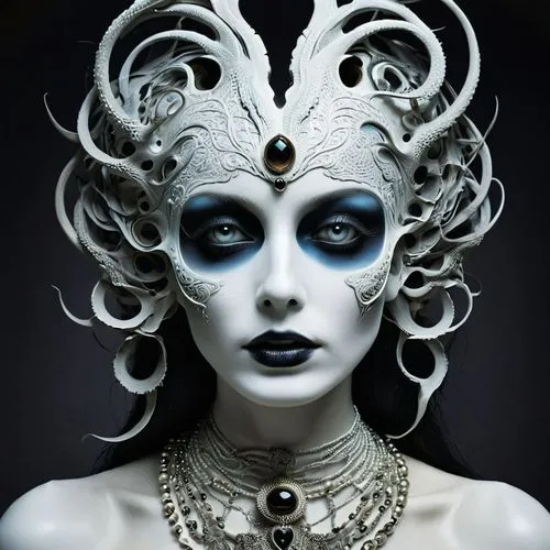 amidala,ice queen,blue enchantress,ashkali,tantrik,voodoo woman,bodypainting,the snow queen,undine,bodypaint,priestess,medusa,headpiece,countess,white lady,body painting,demoness,satari,mesmero,shamen,Photography,Fashion Photography,Fashion Photography 08