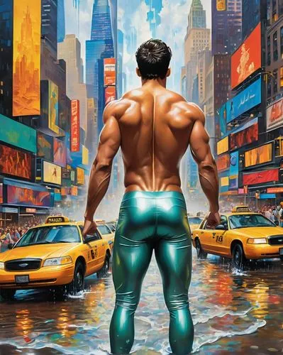 musclebound,namor,muscularly,muscle man,superhero background,sandow,Art,Classical Oil Painting,Classical Oil Painting 01