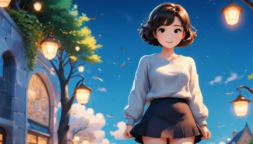 anime japanese clothing,euphonium,studio ghibli,anime cartoon,japanese sakura background,anime 3d,azusa nakano k-on,sakura background,girl walking away,wonder,girl in a long,city lights,lanterns,the girl in nightie,night-blooming jasmine,miku maekawa,animator,anime,a girl in a dress,street lights,Unique,3D,3D Character