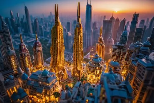 coruscant,coruscating,tilt shift,dubia,lego city,dubai,metropolis,cityscape,spires,skyscrapers,dubay,city skyline,fantasy city,city blocks,ctbuh,cityscapes,dubai marina,chrysler building,dubailand,megacities,Illustration,Realistic Fantasy,Realistic Fantasy 02