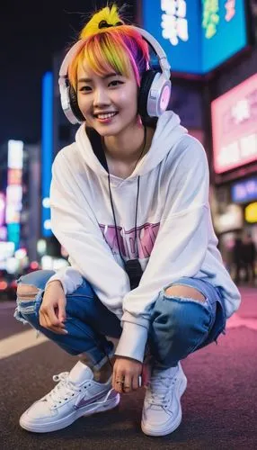 headphone,dj,music background,asian culture,asia girl,harajuku,listening to music,headphones,asia,colorful background,music player,rainbow background,spotify icon,blogs music,wireless headset,kawaii panda emoji,asian girl,music,anime girl,hong,Illustration,Paper based,Paper Based 12