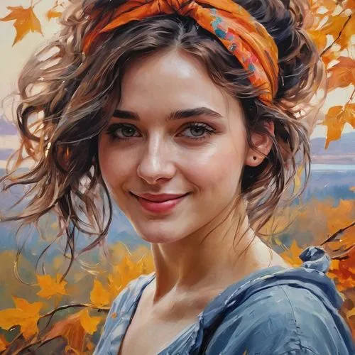 romantic portrait,girl portrait,autumn icon,oil painting,young woman,portrait of a girl,autumn background,girl in a wreath,woman portrait,oil painting on canvas,mystical portrait of a girl,autumn landscape,girl with tree,autumn theme,fantasy portrait,portrait background,art painting,artist portrait,italian painter,autumn idyll,Photography,General,Commercial