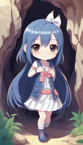 cave,forest background,chibi girl,himuto,cave tour,blue cave,chibi,umiuchiwa,ako,roraima,hamearis lucina,nori,maya,sonoda love live,dizzy,ashitaba,caving,2d,lechona,papirika