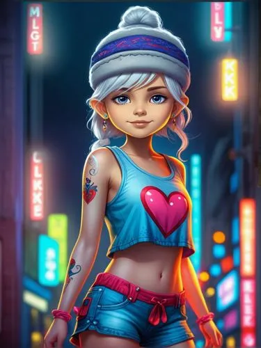 retro girl,vector girl,cute cartoon character,retro woman,world digital painting,pixie-bob,neon body painting,rockabella,anime 3d,anime girl,tiktok icon,cyberpunk,tattoo girl,cg artwork,80s,nora,2d,game art,hip rose,pubg mascot,Illustration,Realistic Fantasy,Realistic Fantasy 02