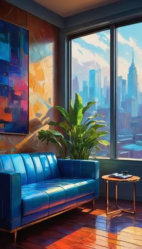 apartment lounge,sky apartment,cityscape,blue room,livingroom,apartment,living room,shared apartment,penthouses,cityview,city scape,an apartment,colorful city,clubroom,radiosity,window sill,modern room,new york skyline,windows wallpaper,manhattan skyline,Conceptual Art,Oil color,Oil Color 25