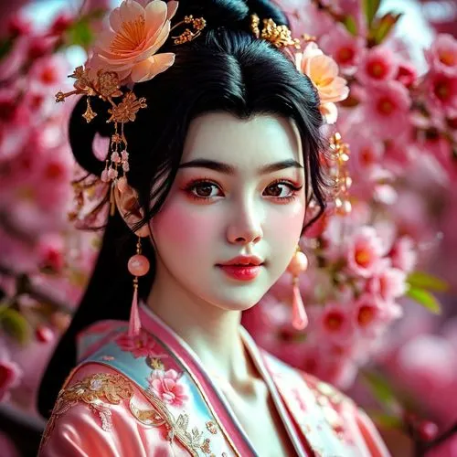 hanbok,plum blossoms,oriental princess,chuseok,hanfu,diaochan,the plum flower,maiko,geisha girl,sakura blossom,plum blossom,oriental girl,geisha,daiyu,longmei,geiko,kunqu,zhiyuan,jasmine blossom,goryeo