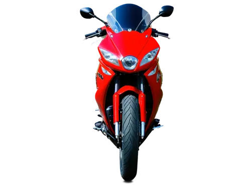 Motorcycle, shiny metal body, sleek design, red paint, black wheels, sporty seat, handlebars, rearview mirror, helmet on seat, parked, daytime, urban setting, 3/4 composition, shallow depth of field, 