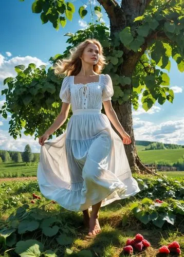 girl picking apples,celtic woman,apple orchard,lughnasa,girl with tree,picking apple,Photography,General,Realistic