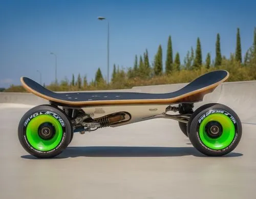 a  skate with turbo of future,a skateboard with bright wheels on the street,skate board,roll skates,longboards,speedskate,longboard,sand board,Photography,General,Realistic