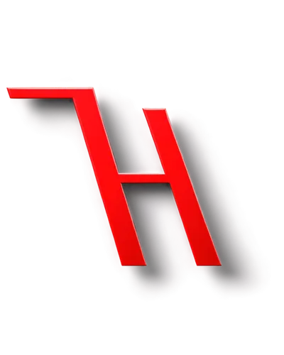 Red logo, modern design, bold font, capital letter H, metallic texture, glossy finish, 3D effect, central composition, low angle shot, dramatic lighting, vibrant color tone, isolated on transparent ba