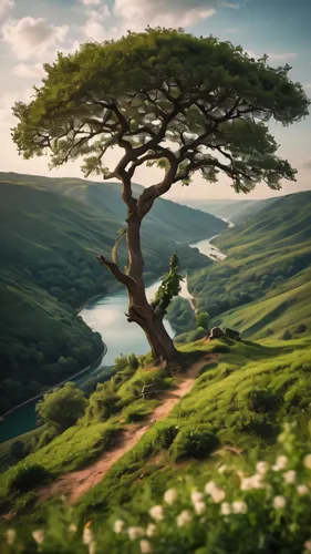 isolated tree,celtic tree,dragon tree,lone tree,flourishing tree,rowan-tree,rowan tree,green tree,a tree,small tree,oak tree,tree of life,blossom tree,the japanese tree,magic tree,smaller tree,bare tree,tree,upward tree position,canarian dragon tree,Photography,General,Cinematic