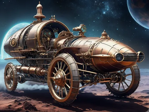 moon car,steampunk,moon vehicle,chariot,moon rover,steam car,steam icon,steam roller,steam engine,new vehicle,caravel,mars rover,steampunk gears,lunar prospector,astronomer,station wagon-station wagon,airship,phaeton,wagon,carriage,Conceptual Art,Fantasy,Fantasy 25