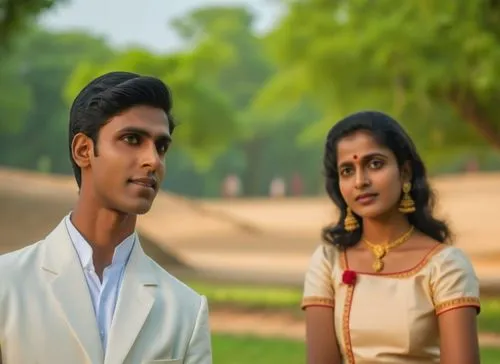 Veer kamal Magic Show board Renuka Chouhan as Amrita Kumaran with Young Clean Shaven Englishman at the park,mahanagar,nagarajan,kaadhal,raghuvaran,behindwoods,kadhal,mukundan,baazigar,chandramouli,kum