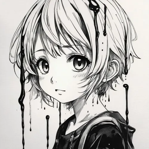 piko,haru,mutsuki,ayato,sumi,lain,mabuchi,satori,chihiro,kawakami,ink painting,suzuya,shinkawa,nanami,yachi,niijima,hibiya,doky,nagisa,akane,Illustration,Black and White,Black and White 34