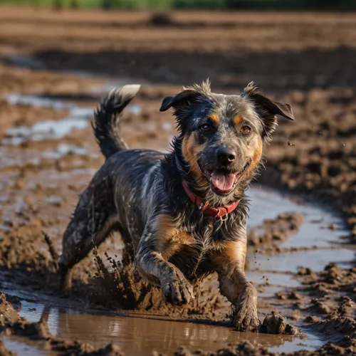 mud wrestling,australian cattle dog,brazilian terrier,black and tan terrier,working terrier,lancashire heeler,mixed breed dog,jack russell terrier,tenterfield terrier,plummer terrier,texas heeler,australian stumpy tail cattle dog,wirehaired pointing griffon,muddy,patterdale terrier,styrian coarse-haired hound,tibet terrier,airedale terrier,cesky terrier,russell terrier