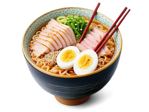 Steaming hot ramen, Japanese style, rich Tonkotsu broth, springy noodles, sliced pork, boiled egg, green onions, sesame seeds, wooden chopsticks, ceramic bowl, warm lighting, shallow depth of field, a