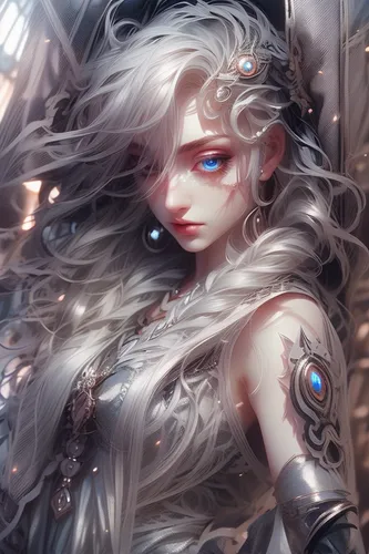 a200,dark elf,fantasy portrait,elven,silvery,silver,white rose snow queen,fantasy art,silver rain,ice queen,fantasy woman,the enchantress,medusa,elza,eternal snow,fantasy warrior,blanche,female warrio