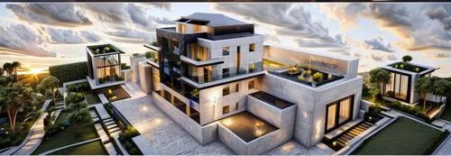 sky apartment,cubic house,escher,habitat 67,cube stilt houses,3d rendering,build by mirza golam pir,cube house,sky space concept,art deco,roof landscape,escher village,modern architecture,two story house,house roofs,peter-pavel's fortress,frame house,crooked house,stalin skyscraper,luxury real estate