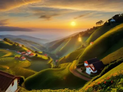 su sunrise,rolling hills,hobbiton,beautiful landscape,home landscape,alpine pastures,landscape background,basque country,tea plantations,asturias,appenzell,eastern switzerland,landscapes beautiful,swi