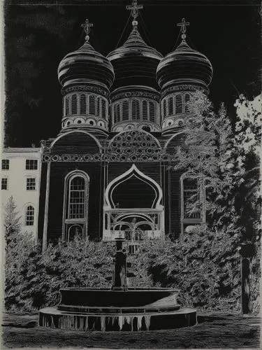 coal black white
,the church is lit up by the night,yaroslavl,sergiyev,sadovaya,smolny,sergiev,temple of christ the savior,Art,Artistic Painting,Artistic Painting 22