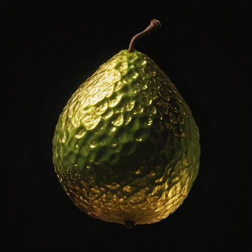 single piece of gold  floating in air guava shape studio ilumination absolute black background ,feijoa,cedro,carambola,granadilla,copper rock pear,pear,golden apple,pomelo,pomelos,palta,avacado,poire,