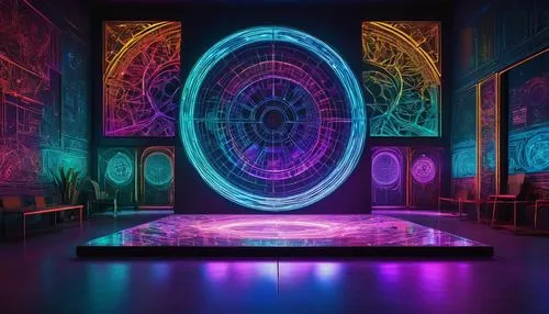 stage design,electric arc,stargate,portal,ufo interior,floor fountain,futuristic art museum,portals,pendulum,uv,tapestry,stage curtain,aura,panoramical,a museum exhibit,auqarium,hall of the fallen,theater curtain,om,crown chakra,Art,Artistic Painting,Artistic Painting 31