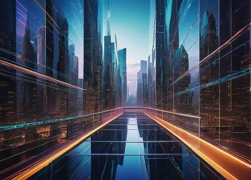 superhighways,cybercity,light trail,futuristic landscape,cybertown,light trails,futurenet,cyberport,connex,speed of light,cyberview,smart city,speed glass,cityscape,netpulse,metropolis,cyberscene,megacities,virtualized,electronico,Illustration,Retro,Retro 20