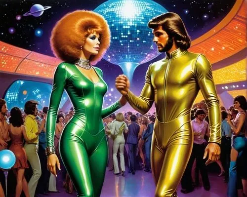 disco,firestar,lost in space,sci fiction illustration,science fiction,sci fi,starfire,70s,golden ritriver and vorderman dark,science-fiction,1982,sci-fi,sci - fi,1973,1980s,mirror ball,crystal ball,golden apple,1971,starship