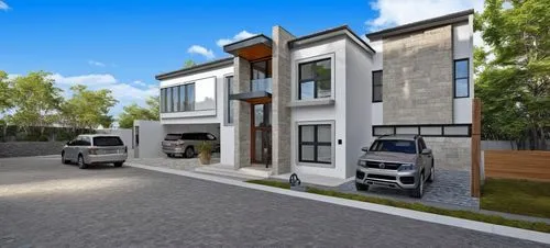 3d rendering,modern house,duplexes,townhomes,residential house,homebuilding,Photography,General,Realistic