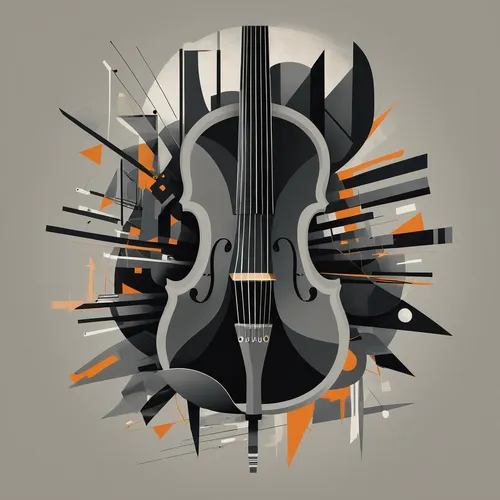 Abstract black and gray composition showcasing the beauty of music.,vector graphic,violone,stringed instrument,violin,cello,string instruments,vector illustration,vector design,bass violin,musical ins