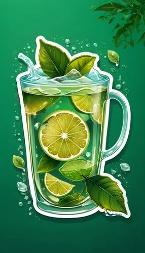 lemon tea,lemon background,green tea,caipirinha,jasmine green tea,lemon wallpaper,Unique,Design,Sticker