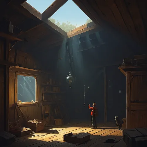 attic,study room,cabin,abandoned room,the cabin in the mountains,classroom,study,croft,girl studying,sci fiction illustration,playing room,wooden hut,game illustration,backgrounds,dandelion hall,rooms,small cabin,the little girl's room,cold room,game art,Conceptual Art,Sci-Fi,Sci-Fi 07