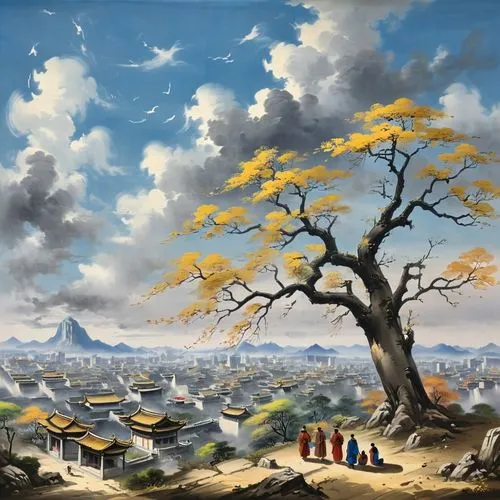 hosseinpour,mostovoy,khokhloma painting,robert duncanson,duncanson,rousseau,the japanese tree,baobabs,village scene,escher village,sungkyunkwan,yanzhao,landscape background,lonetree,chipko,bodhi tree,hosseini,ash-maple trees,hossein,agricultural scene,Unique,Design,Character Design