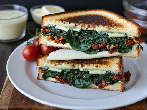 Sun dried tomato spinach grilled cheese sandwich | Eat Good 4 Life,creamed spinach,bánh mì,swiss chard,torta caprese,breakfast sandwich,bánh khoai mì,rapini,melt sandwich,breakfast sandwiches,herb bag