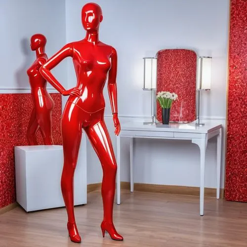 zentai,3d figure,artist's mannequin,decorative figure,red background,a wax dummy,rubber doll,interior decoration,red paint,on a red background,red,superhot,female body,articulated manikin,3d model,beauty room,redhot,metal figure,redactor,woman sculpture,Photography,General,Realistic