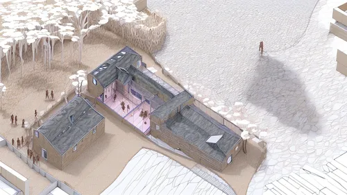 ice hotel,3d rendering,ski facility,puy du fou,ski resort,excavation site,escher village,korean village snow,snow roof,ice castle,skeleton sections,snow slope,ski station,reconstruction,ice rink,virtual landscape,western wall,scale model,diorama,snow house