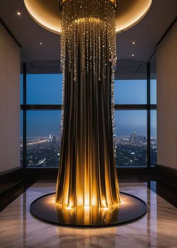 chandelier,tallest hotel dubai,burj khalifa,floor lamp,sky city tower view,largest hotel in dubai,chandeliered,vdara,modern decor,sydney tower,contemporary decor,electric tower,luxe,penthouses,dubai,rotana,dubay,floor fountain,top of the rock,dubia,Unique,3D,Modern Sculpture