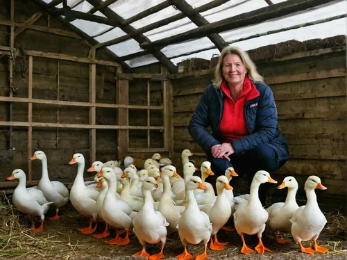 Jane Harrower with some of her Khaki Campbell laying ducks in the shed at her farm Craig Vern Poultry in Balfron. <br /> <br /> Jane and her husband Craig only found out about the emergency bird flu m