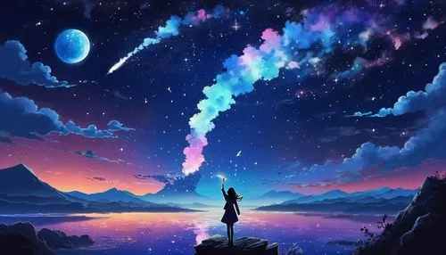 unicorn background,night sky,moon and star background,the night sky,nightsky,falling stars,galaxy,sky,space art,would a background,stargazing,dream world,astral traveler,vapor,music background,star sky,space,rainbow and stars,scene cosmic,universe,Conceptual Art,Daily,Daily 24