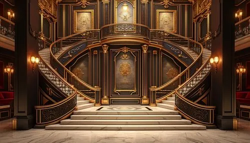 orchestrion,staircase,metallic door,the door,hall of the fallen,ornate room,doorways,doors,tabernacles,theater curtain,pipe organ,escalera,stairway,entranceways,doorway,the throne,the threshold of the house,entranceway,proscenium,ornate,Photography,General,Realistic